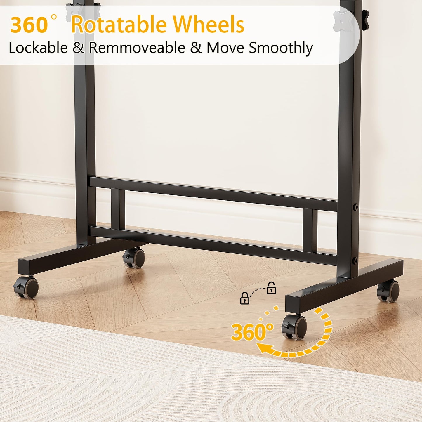 Furist Small Standing Desk Adjustable Height 32 Inch Mobile Sit Stand up Desk Portable Rolling with Wheels Standing for Walking pad Treadmill Black
