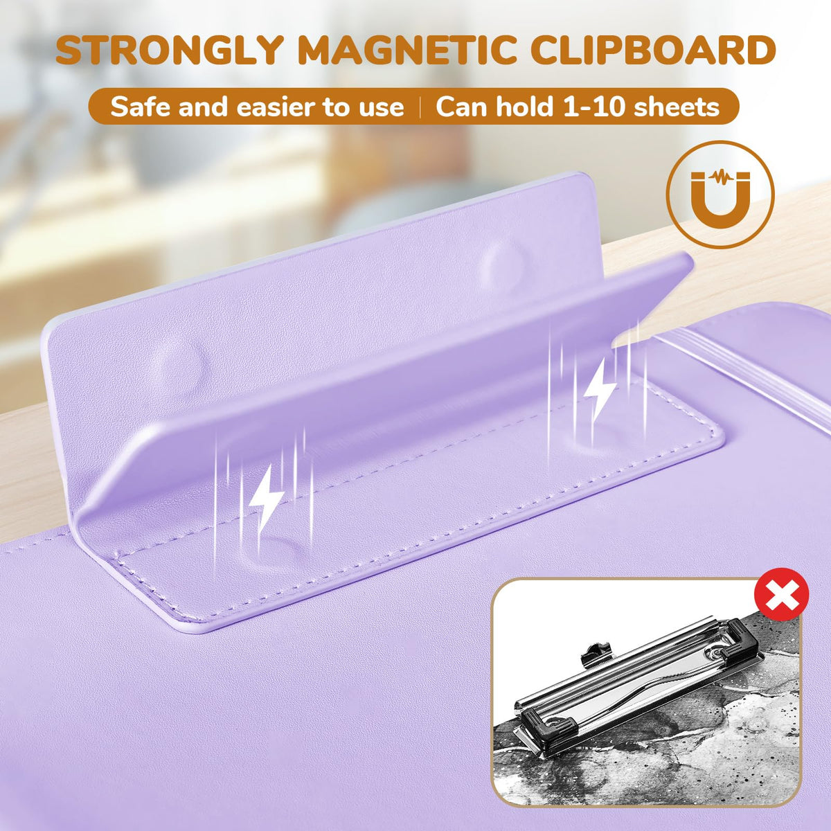JoyCat 3 Ring Binder Clipboard with Storage,12.4"x10.2"Magnetic Clipboard Folder with 5 Expandable Folders,Refillable Lined Notepad (11" x 8.5"),Ideal for School Office Nursing(Purple)