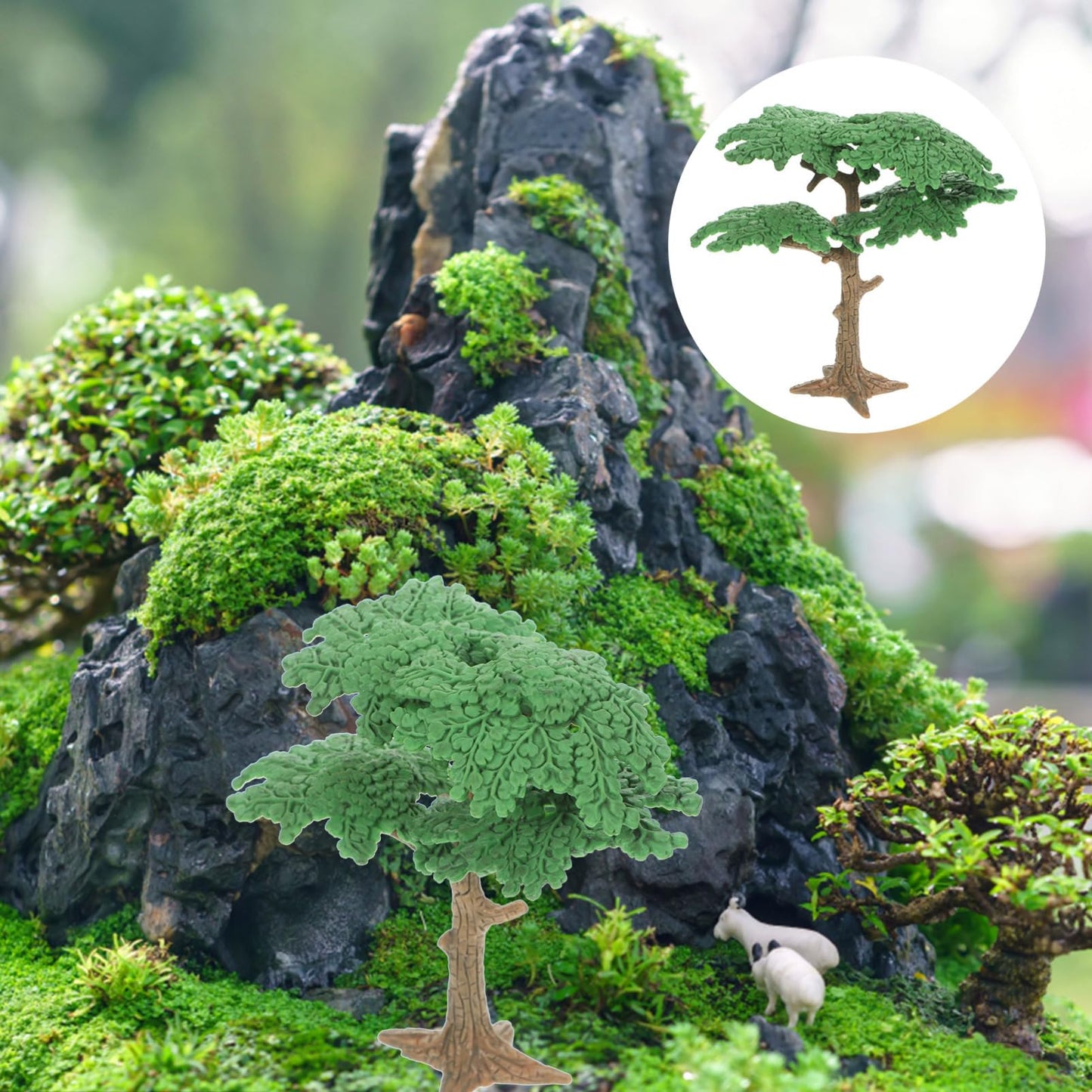 Operitacx 3 Pcs Landscape Model Trees 4.13 Inch Mini Pine Cypress Trees for Model Train Scenery Diorama Craft Home Office Decor
