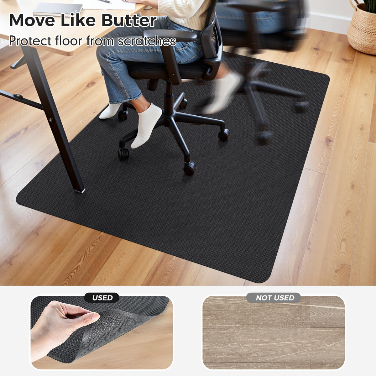 Sycoodeal Chair Mat,36" x 48" Office Chair Mat for Hardwood and Tile Floor, Heavy Duty Floor Protector for Rolling Chairs,Non-Slip,Computer Mat for Home Office(Black)
