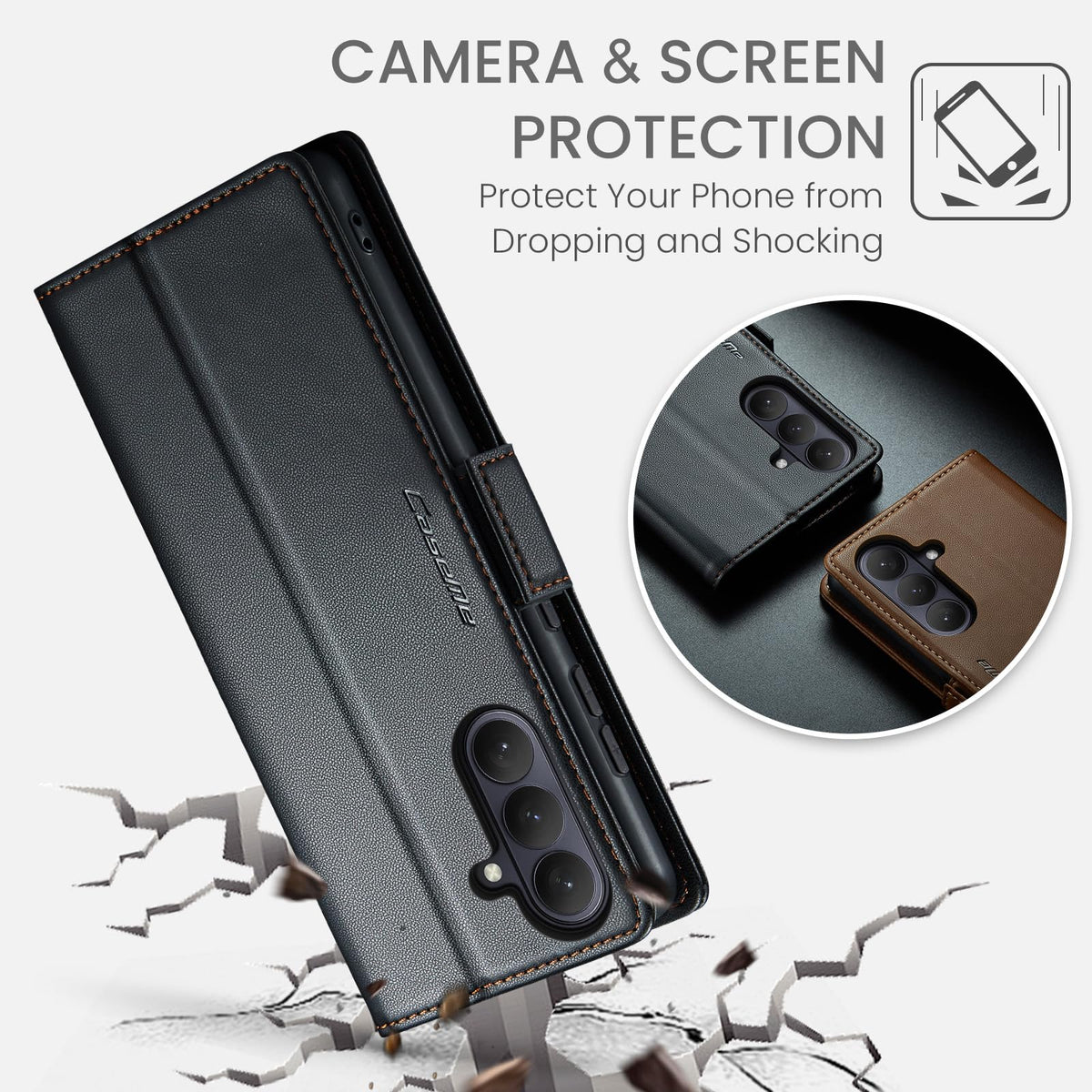 SINIANL Compatible with Samsung Galaxy S26 Wallet Case with Card Holder, Women Men Flip Cover with RFID Blocking Magnetic Clasp Kickstand Leather Book Folio Case for Galaxy S26 Black