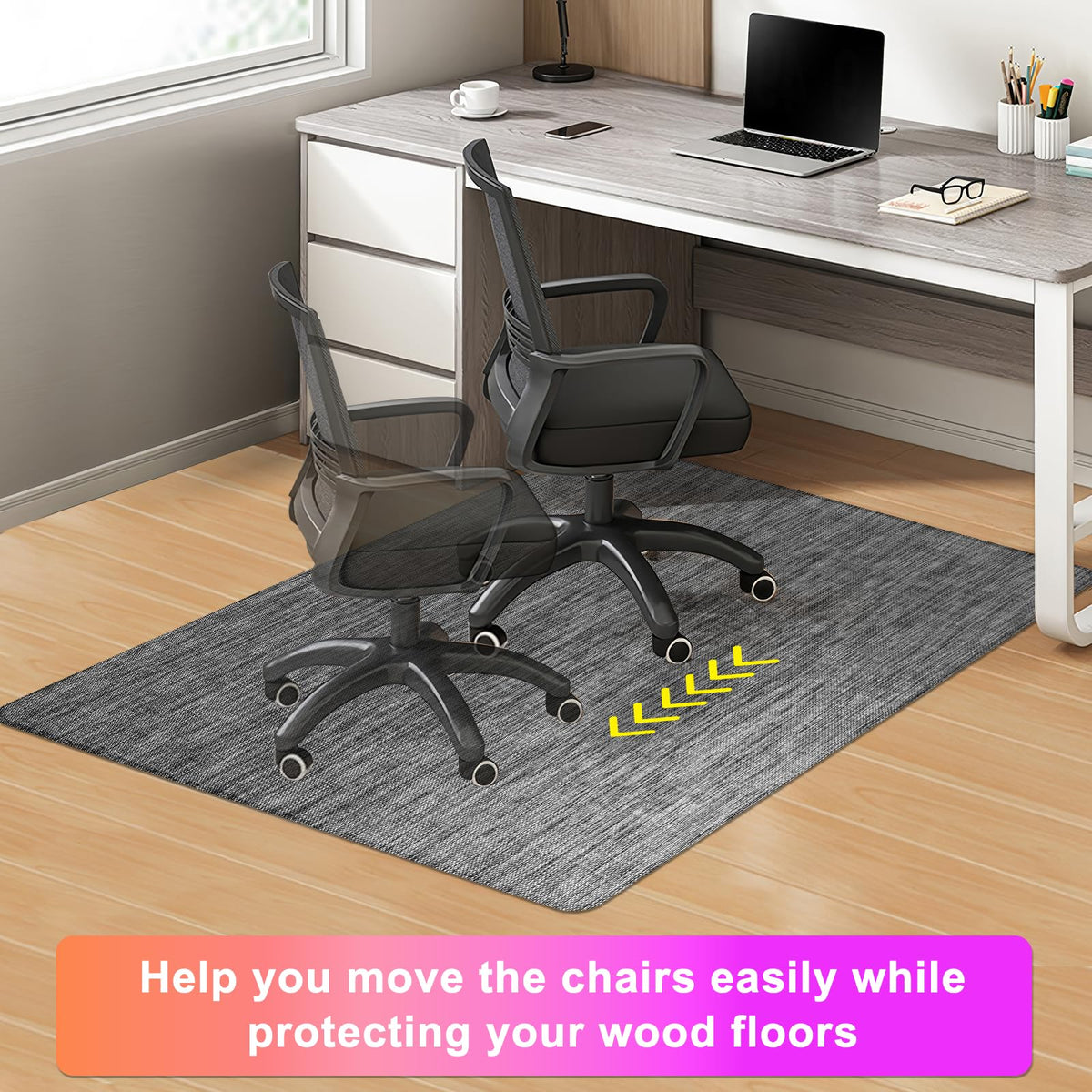 Azadx Office Chair Mat for Hardwood Floor 36" x 48" Heavy Duty Chair Mat for Hardwood Floors Slip Resistant Floor Protector for Home Office Computer Desk Chair Mat for Rolling Chairs, Dark Grey