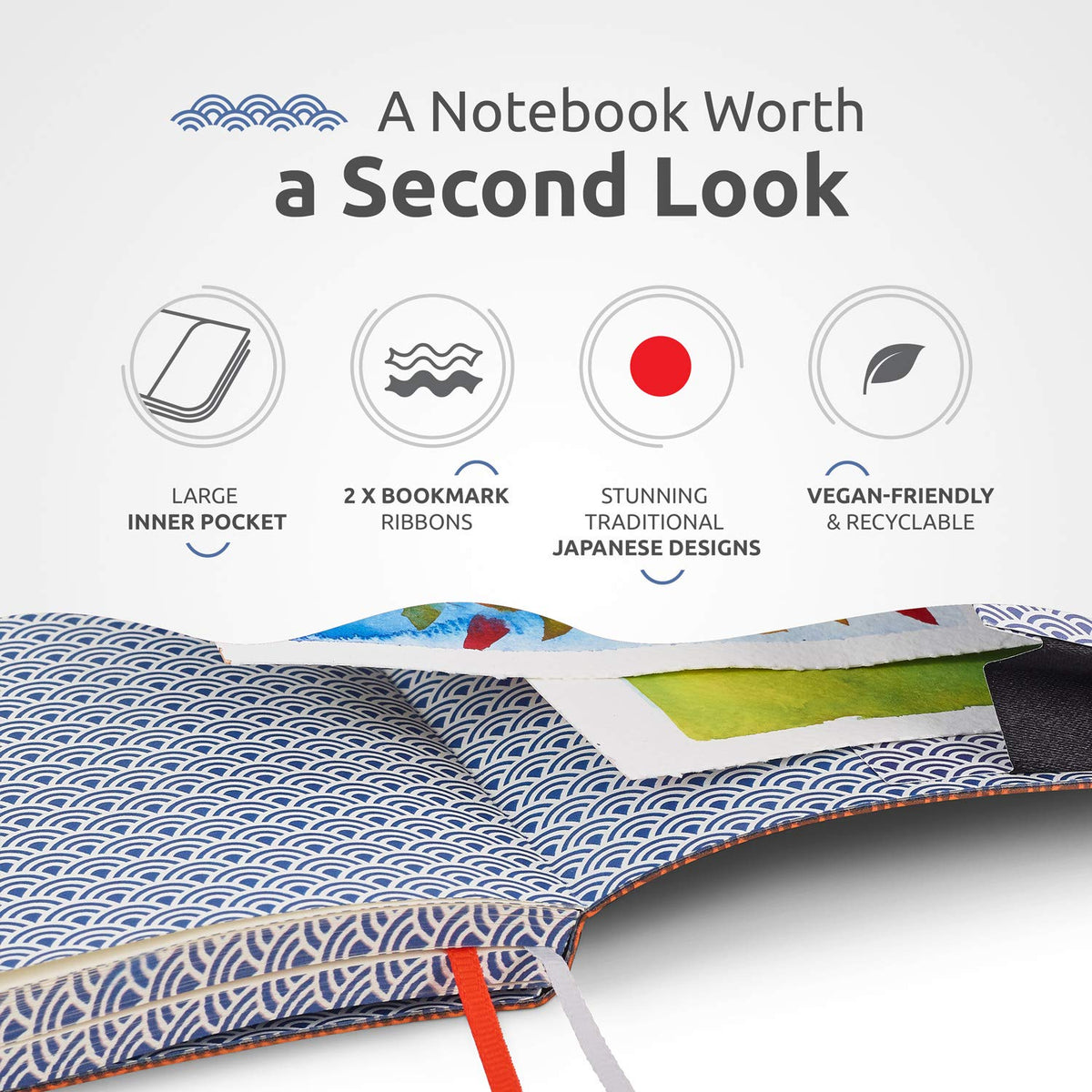 Soft Cover Large B5 Dotted Journal - Enjoy Bullet Journaling with a 7x10-inch, Non-Bleed Thick 120gsm Paper, Dot Journal in Orange, Japanese Edge Motif - Faux Leather Lay Flat Dot Notebook