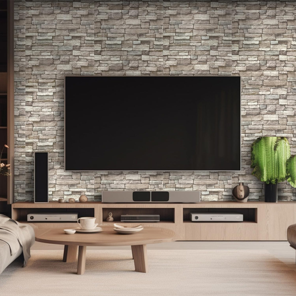 Yutianli 10PSC 3D Wall Panels Peel and Stick Faux Brick Wall Panels Self-Adhesive 3D Brick Wallpaper Foam Stone Wall Panel