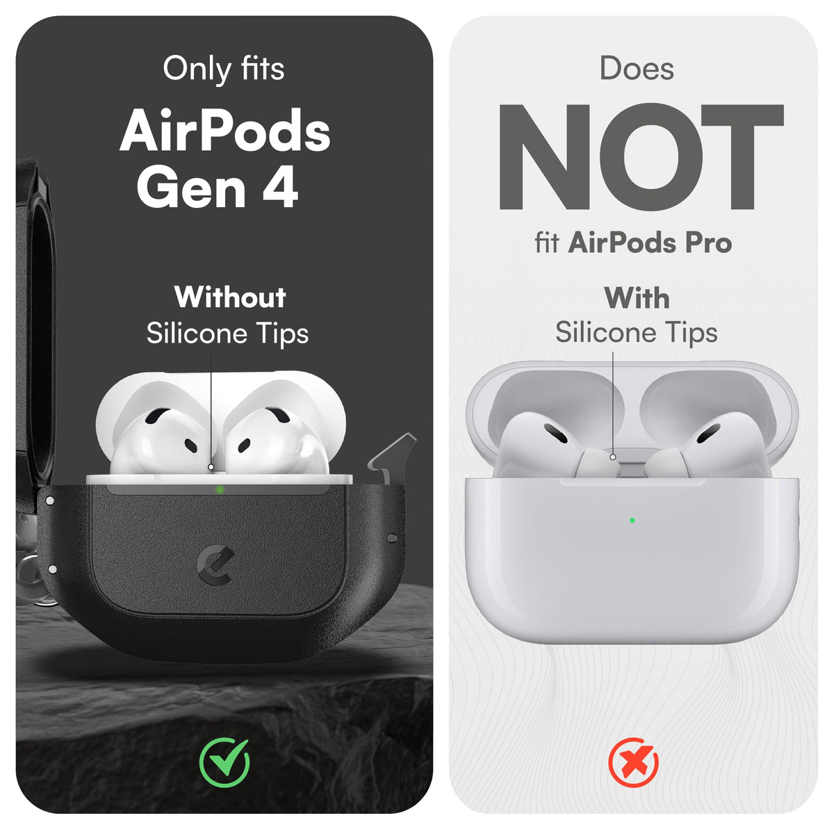 Keybudz for Waterproof AirPods 4 Case with Lock - IP68 Waterproof and Dust Proof, Shockproof Protector, Heavy Duty Rugged Protection, Drop Proof Hard Cover for AirPods 4th Gen (Carbon Black)