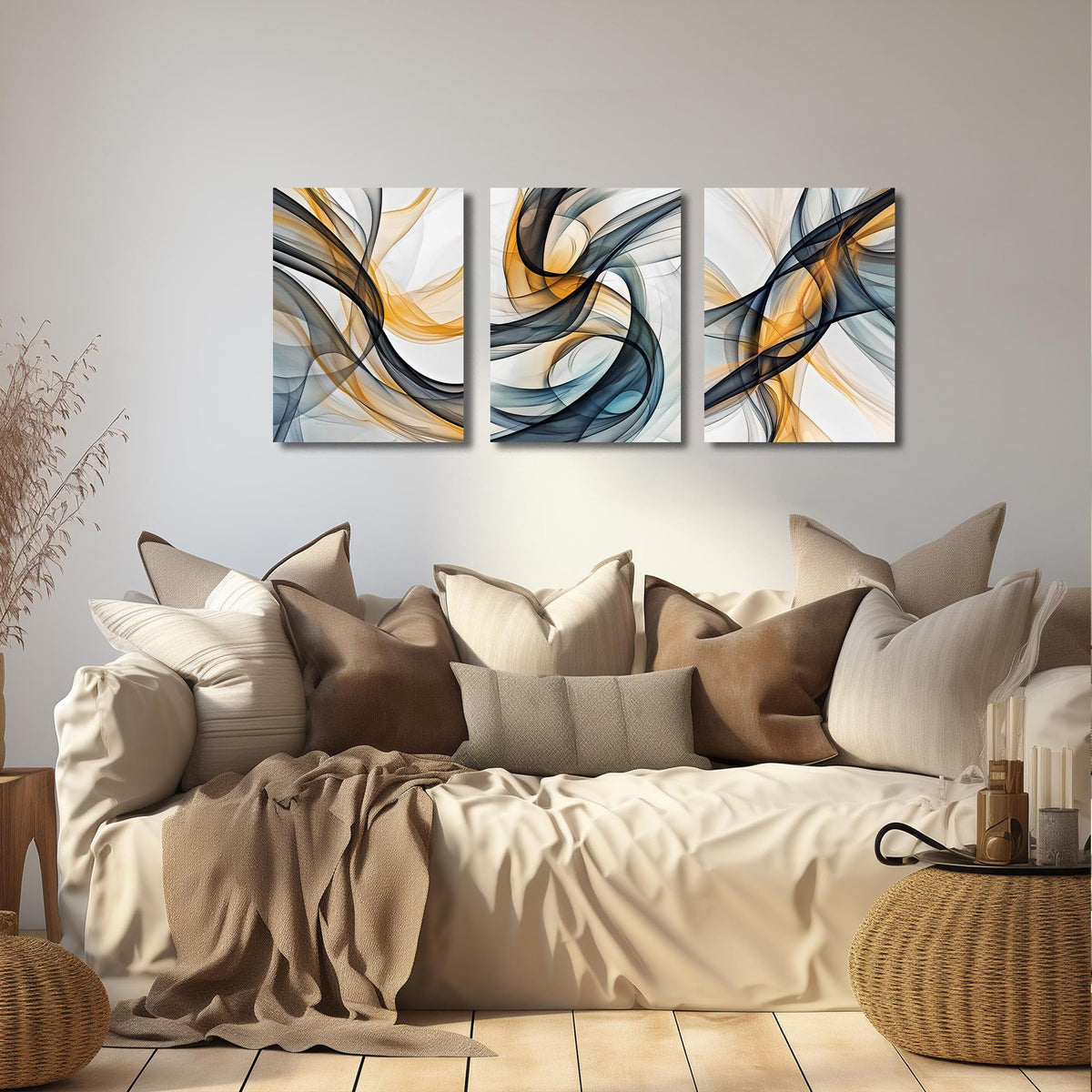 WVMAPTA Abstract Wall Decor for Living Room Modern Prints Wall Art Bedroom 3 Piece Canvas Wall Art for Office Size 12 x 16 Inch