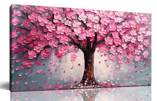 Pink Wall Art Large Tree of Life Wall Art for Living Room Bedroom Office Bathroom Modern Framed Canvas Prints Pink and Grey Picture Size 20x40 Inch