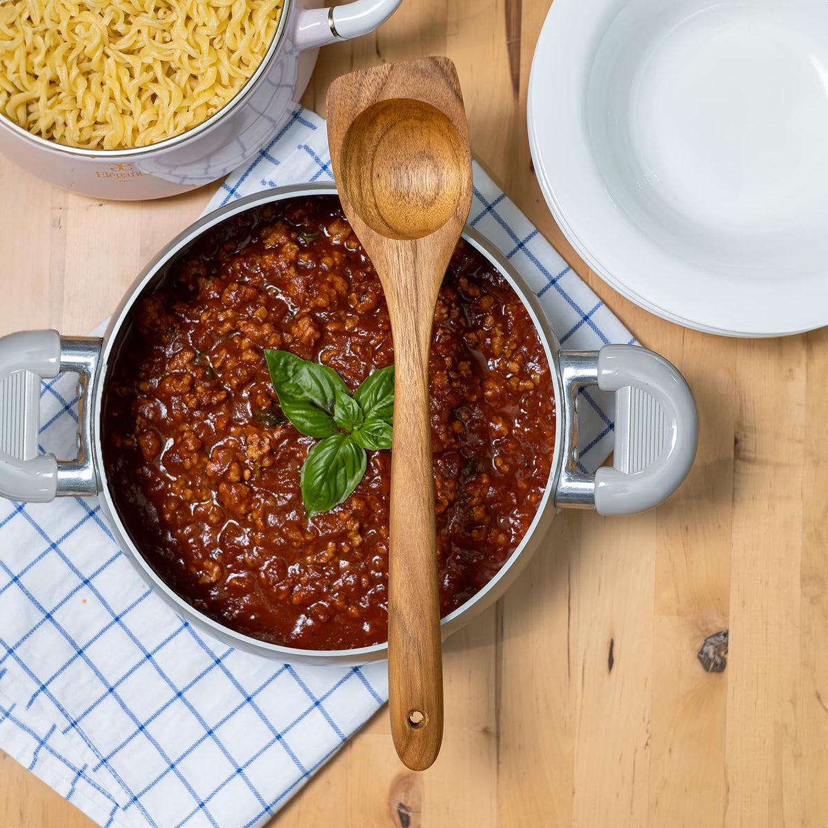 FAAY Right Hand Chopper, Wooden Spoon - Spatula, Break Up Ground Beef Utensils Made from High Moist Resistance Teak Wood for Non Stick Cookware. (Right Hand Chopper)