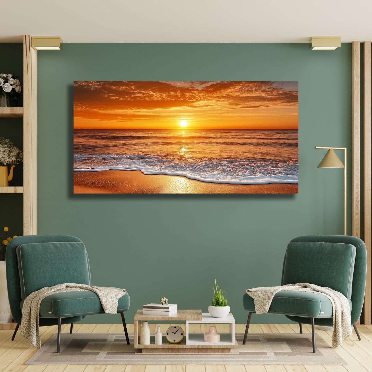 Yuaxker Beach Wall Art Modern Minimalist Wall Prints Aesthetic Artwork for Living Room Bedroom Dining Room Office Home Decor 24x48inch