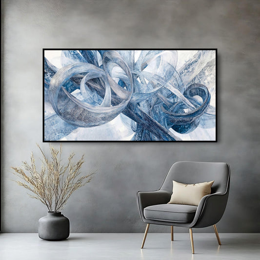Large Wall Art for Living Room Bedroom Office Entryway, Gray White Modern Abstract Luxury Framed Crystal Porcelain Wall Decor, Waterproof Easy Clean Artwork for Home Hotel Restaurant Spa 24x48 Inch