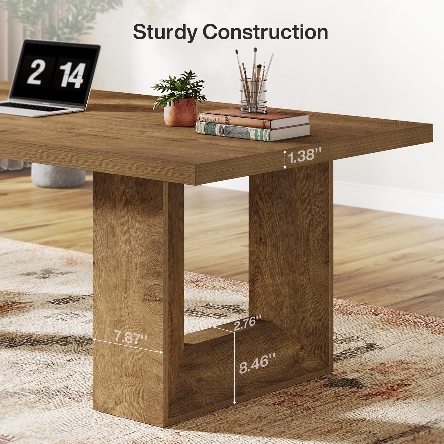 Tribesigns Home Office Desk, 62.99" Large Farmhouse Executive Desk, Computer Table for Office, Conference Room, Study Room (Walnut)