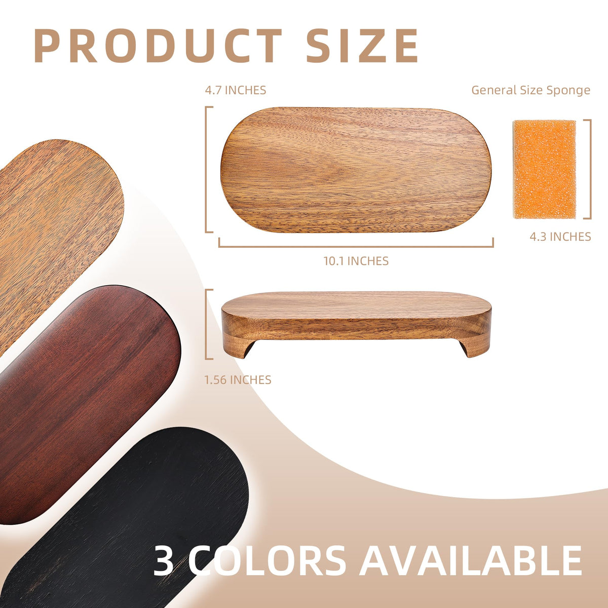 CAMLOT Acacia Wood Risers for Decor Display, Bathroom Counter Decorative Tray, Soap Dish Risers, Pedestal Stand for Bottles,Candle,Plant, Counter Decor for Vanity. (Brown Acacia)