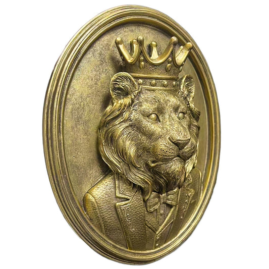 Framed Lion Head Wall Decor – Vintage Gold Animal Wall Sculpture for Living Room, Lion Wall Art Decor for Home, Office, Entryway, Elegant Animal Head Wall Decor