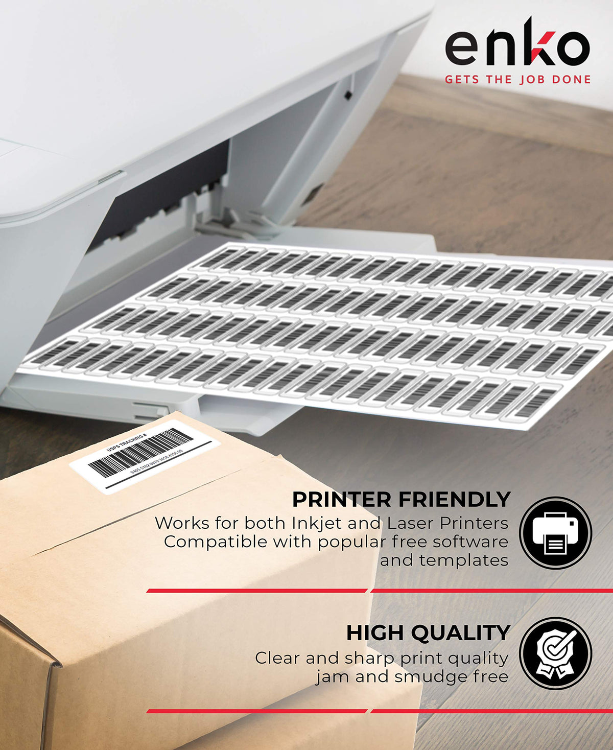 enKo 2 x 4 Inch Label - White Blank - 10 Up Address Mailing Labels for Laser Inkjet Printer (100 Sheets, 1000 Labels)