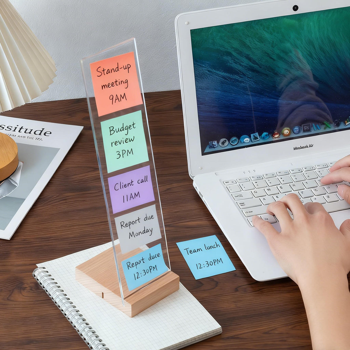 EFINLUKY 2PCS Monitor Memo Board Portable Monitor Sticky Note Holder Computer Screen Message Board Holder Detachable Acrylic Sticky Note Board Messadge Remider