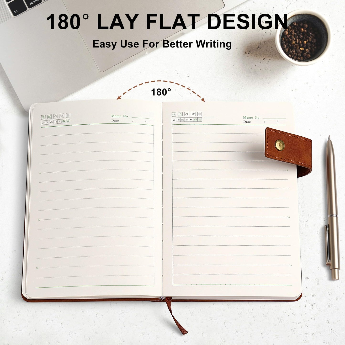 Lined Journal Notebook for women men,368 Pages Hardcover Leather Journals for Writing, A5 Journaling Notebooks,Daily Journals Notebook for Work Note Taking,Travel,Business,School , 5.7"×8.3" (Brown)