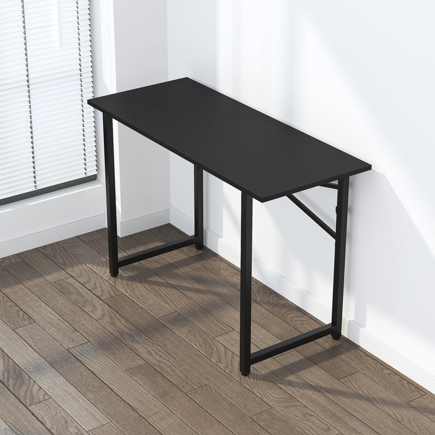 Lutown-Teen Folding Computer Desk 47 inch Writing Gaming Computer Camping Table, No Assembly Required Home Office Desk, Black