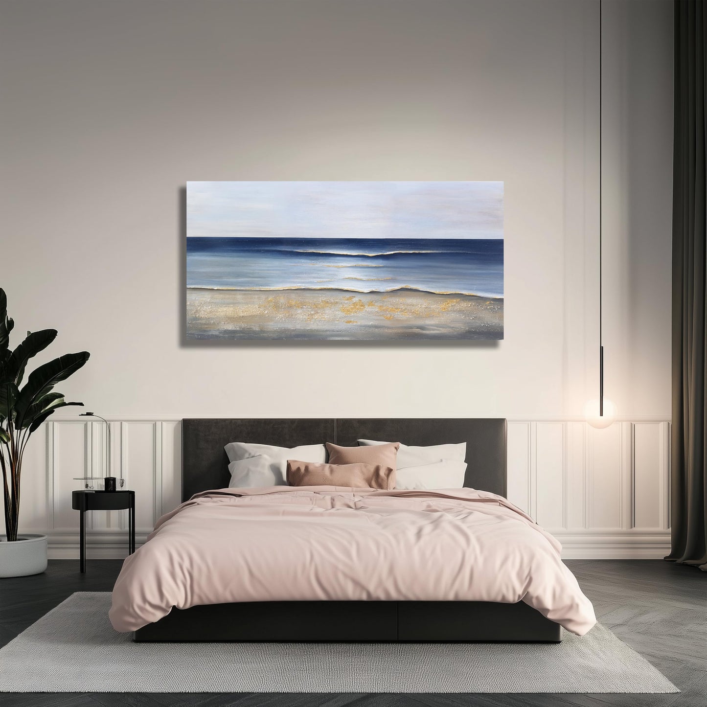 Yuaxker Ocean Canvas Wall Art Blue and Gold Wall Decor Modern Aesthetic Canvas Painting Super Large Size Artwork for Living Room Bedroom Dinning Room Office 30x60 inch
