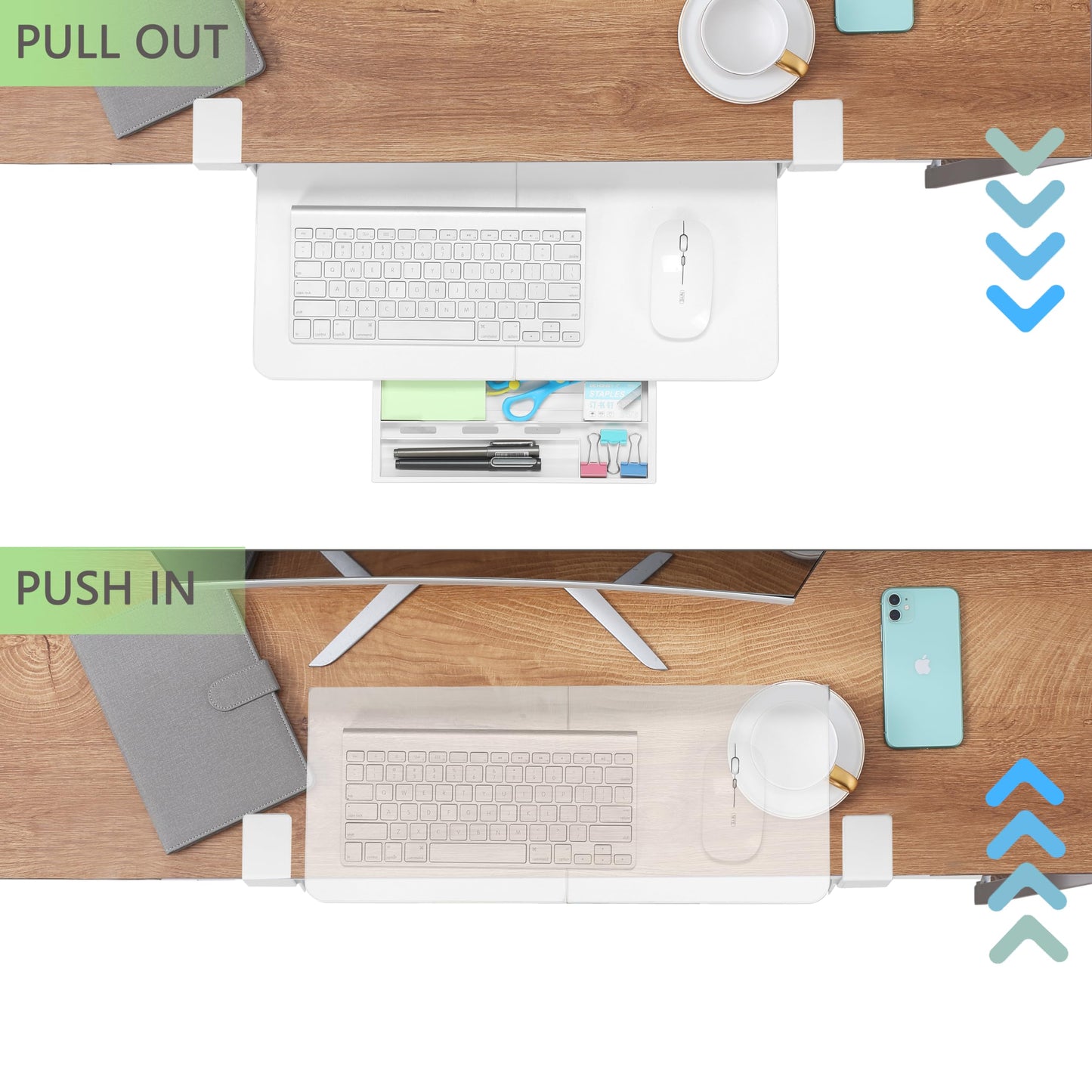 ETHU Keyboard Tray Under Desk, 19.7' X 11.81" Small Size Keyboard Drawer with C Clamp-on Mount Easy to Install, Computer Keyboard Stand Slide Pull Out, Ergonomic Keyboard Tray for Home, Office