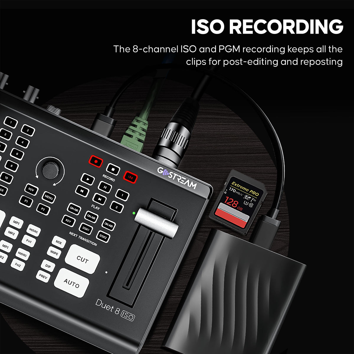 Osee GoStream Duet 8 ISO, 8 Channels Video Switcher with 4 4K-HDMI, 4 SDI, and 4 NDI HX/ 4 SRT/ 4 RTMP/ 2 Webcam. 2 XLR Audio, 8 Layouts, Isolated Recording, Podcast Unit for YouTube, Facebook