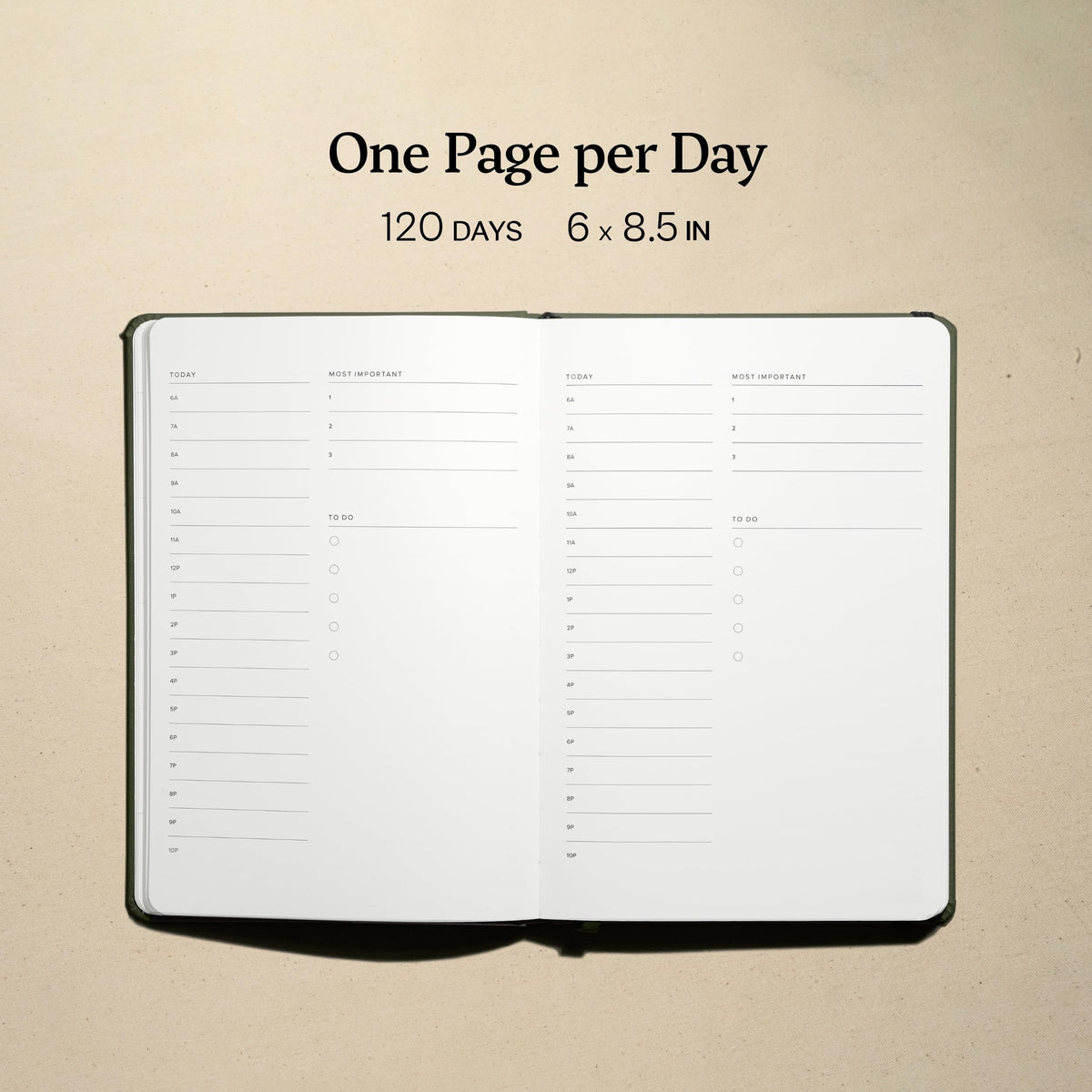 Kunitsa Co. Undated Planner - Hardcover, with Habit Tracker & Goal Setting - Daily, 120 Days, Start Anytime (Forest)