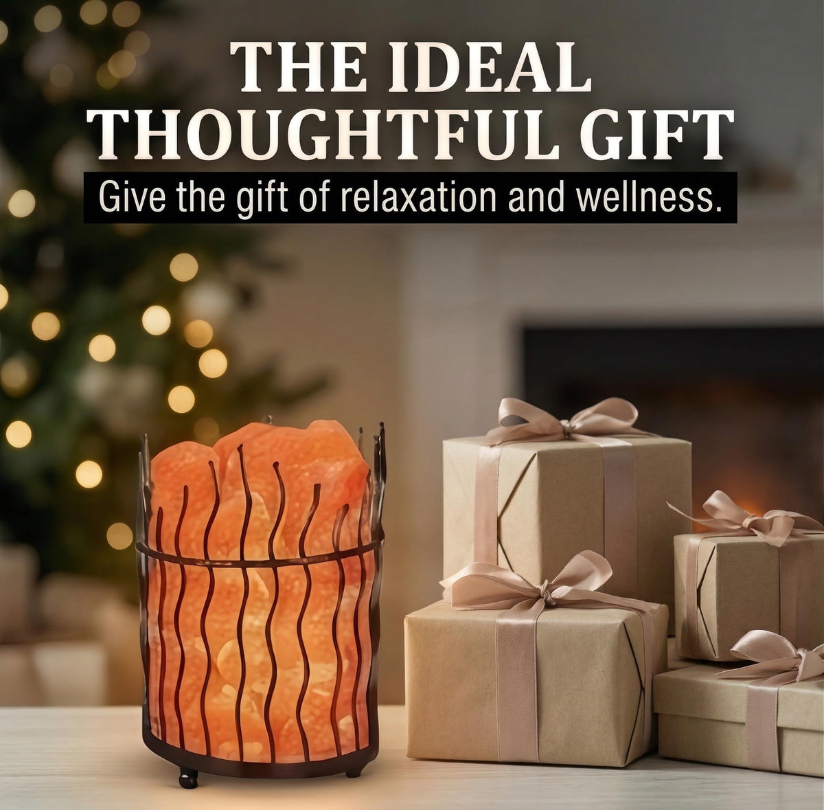 Himalayan Decorative Salt Basket Lamp with Salt Chunks, Natural Pink Salt Rock Lamp, Metal Basket Accent Light with Warm Amber Illumination, Ideal for Home, Offices, Gift (UL & FCC Certified)