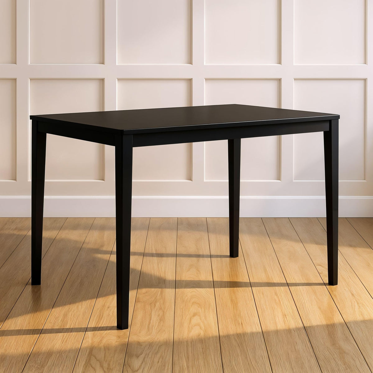Grain & Grove Crew 5-Piece Dining Set – Solid Wood 43” Rectangular Table and 4 Chairs, Seats 4, Small Kitchen or Dining Room Set, Easy Assembly, Black