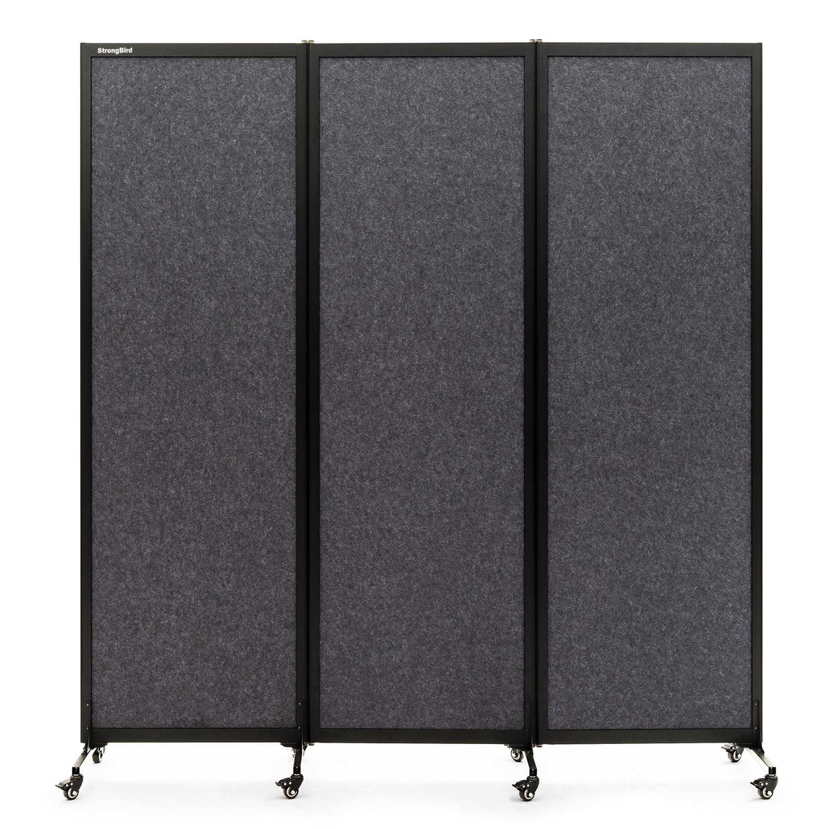 Upgrade Version Room Partition and Divider, Freestanding Rolling Dividers with Wheels,Office Privacy Screen Divider Wall,Classroom Felt Dividers,6'L* 6'7"H,3 Panel,Dark Grey