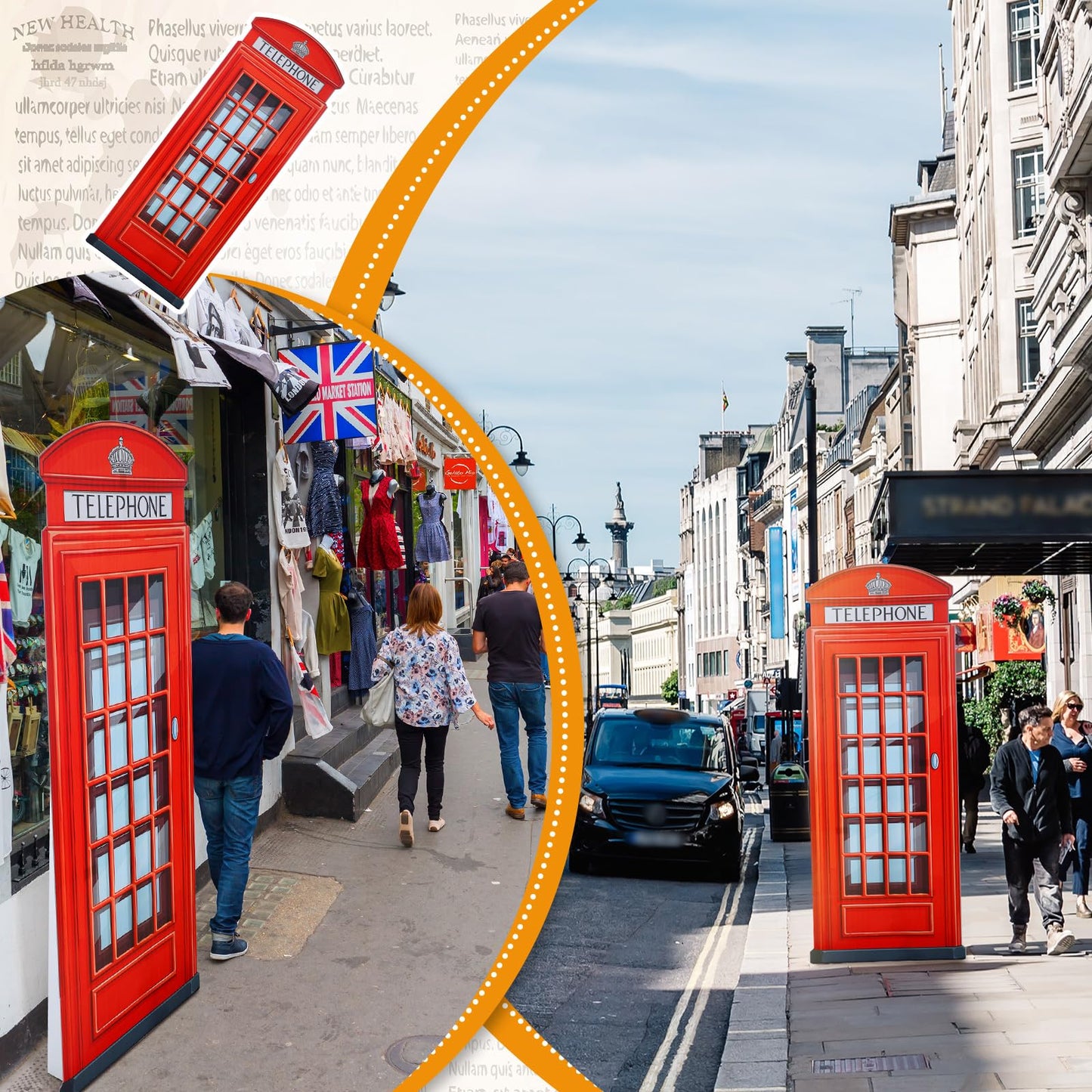 Beeveer 6.4 ft Telephone Booth Cardboard Stand up Life Size British London Theme Party Decoration English Stand-up Prop for Birthday Britain Theme Party Event Decor