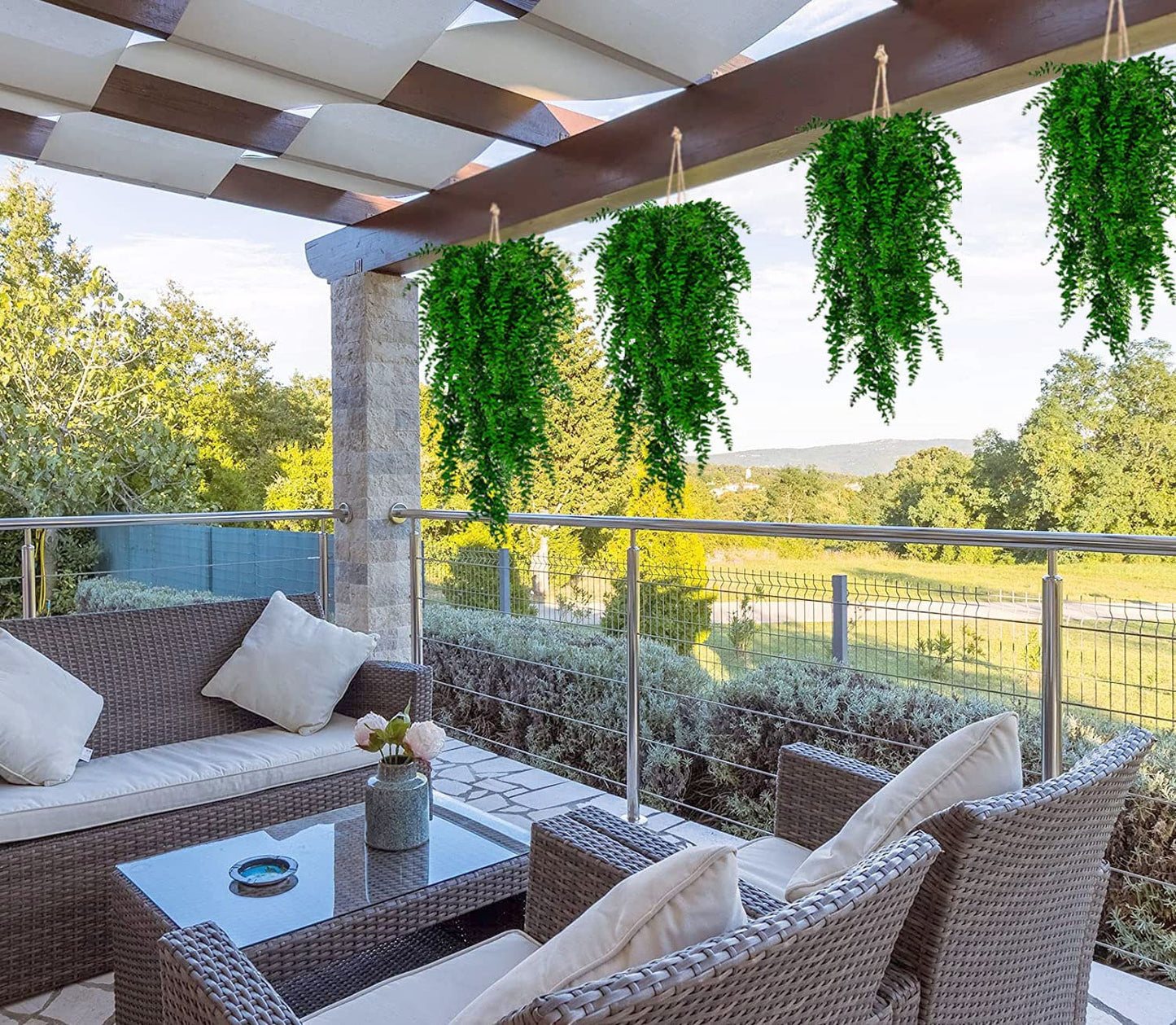 Toprooms Fake Hanging Plants,Artificial Hanging Plant Fake Plants Faux Ivy Vine Wall Hanging Plants Greenery Shelf Home Office Indoor Outdoor Decor (Green, 4 Pcs)