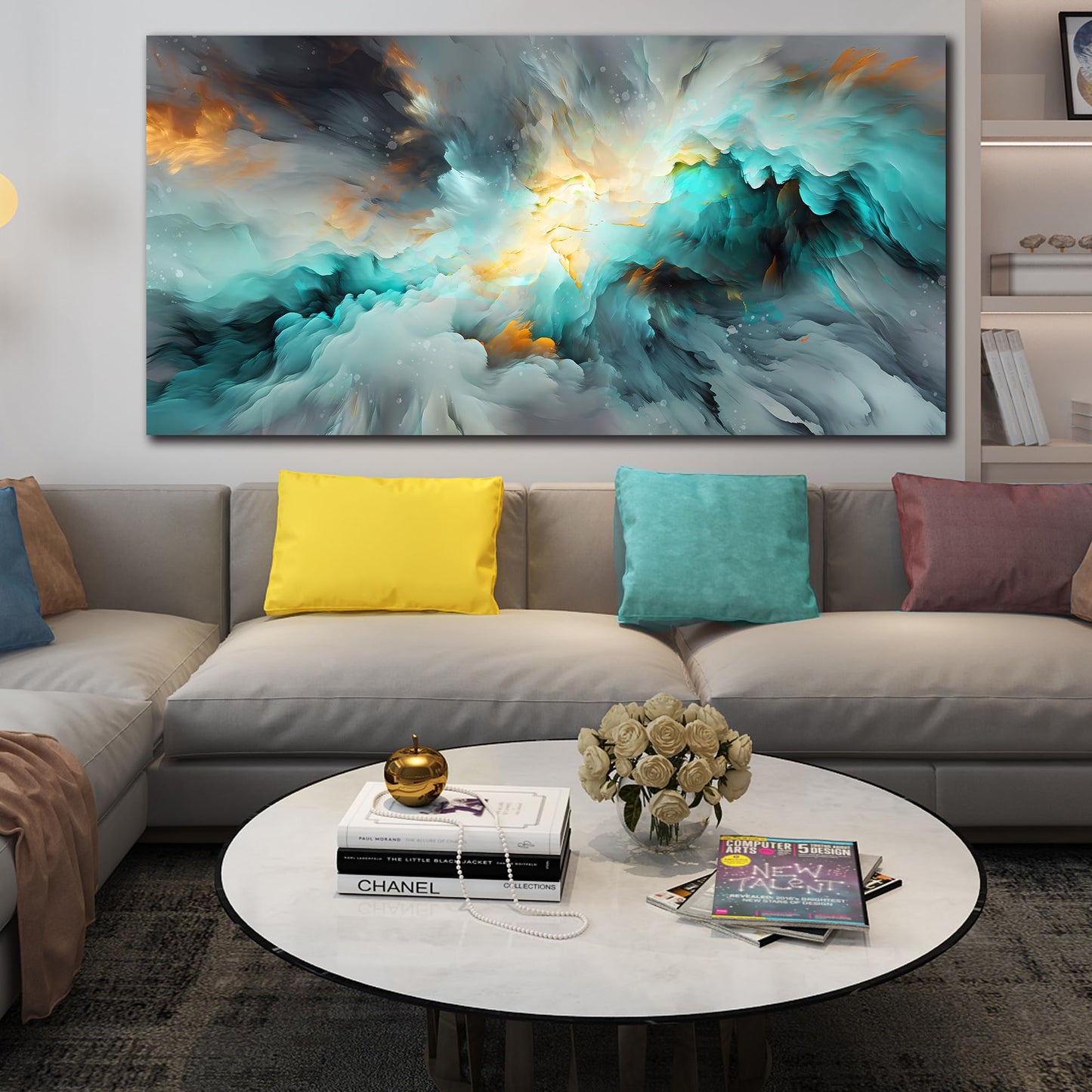 LAOTOART Modern Abstract Wall-Art - Office Artwork for Walls - Living Room Paintings for Wall Decor Large Ready to Hang Size 29" x 59"