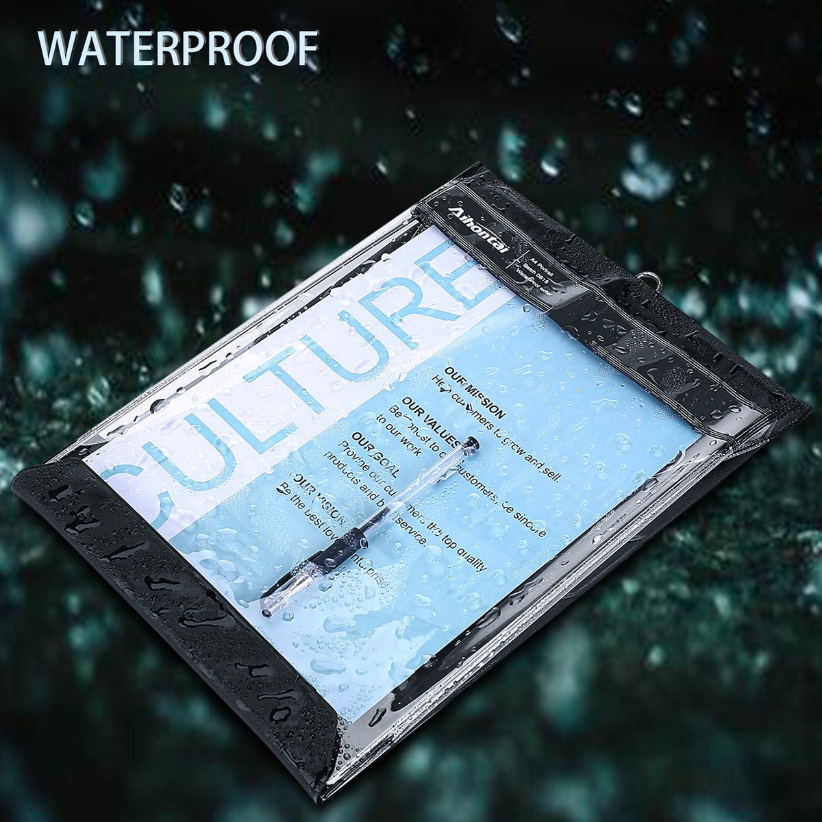 A4 Waterproof Clipboard Document Holder for Rain and Weather - PVC Writing Board Folder - A4 Size Black