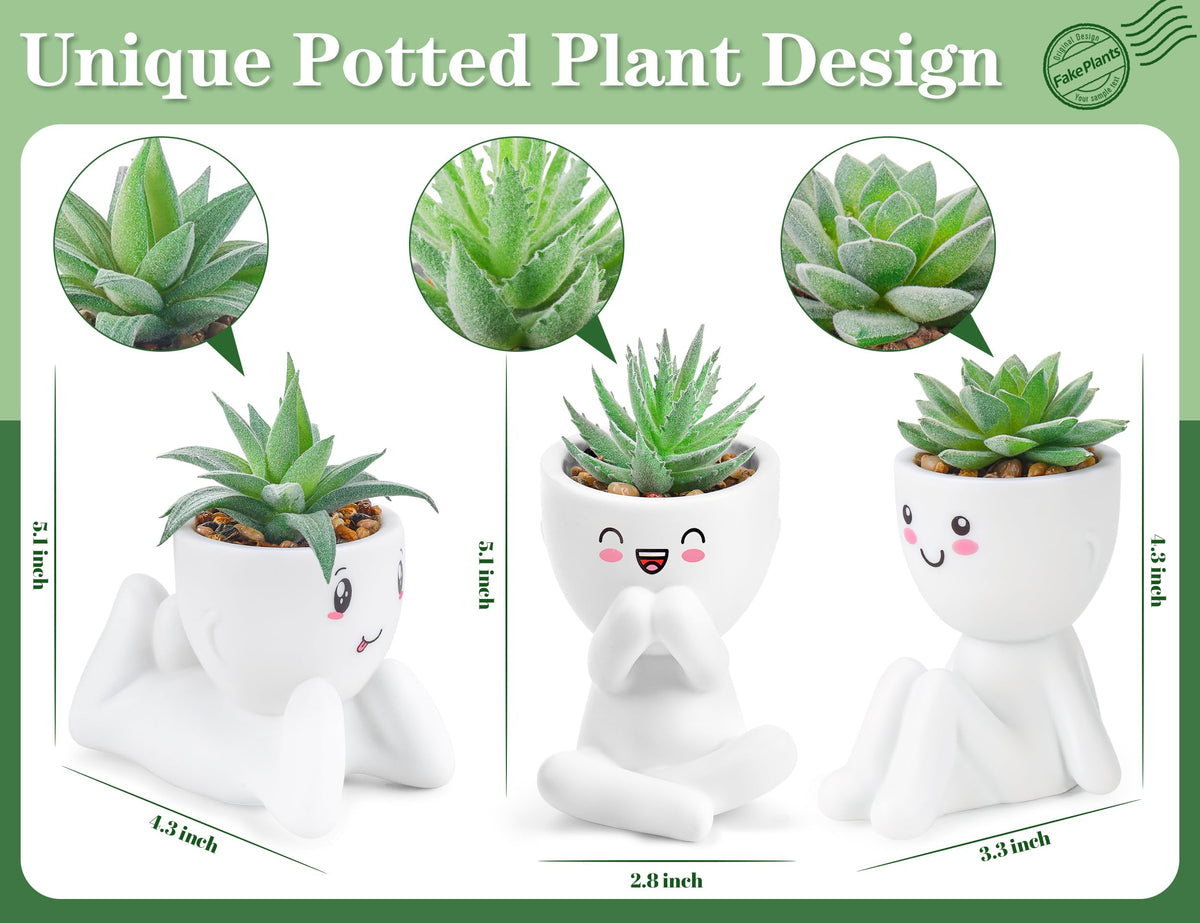 Der Rose 3 Pack Fake Plants for Office Desk Accessories Artificial Succulents Plants for Room Bathroom Home Decor for Women