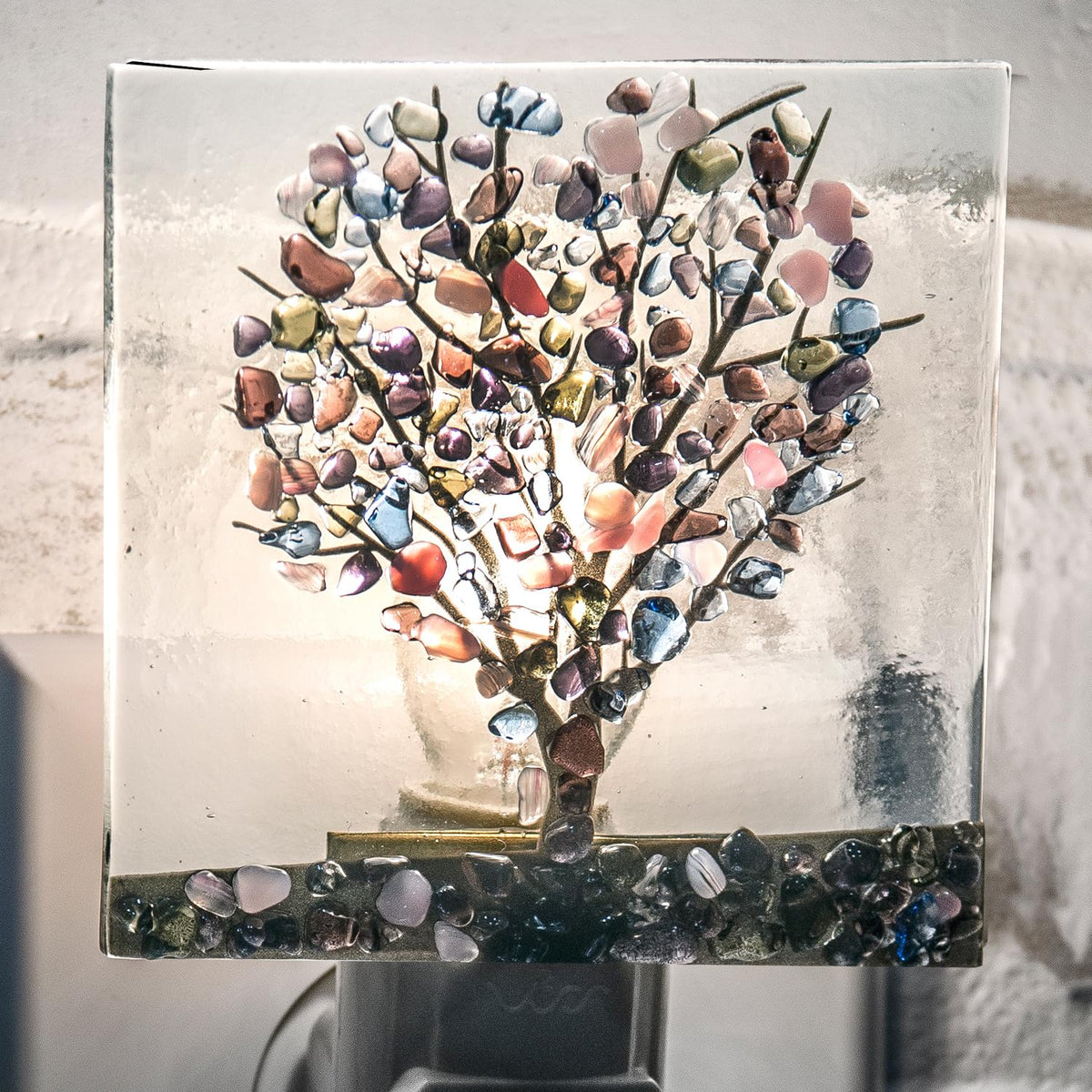 J Devlin Stained Glass Tree Night Light, Handmade Accent Light