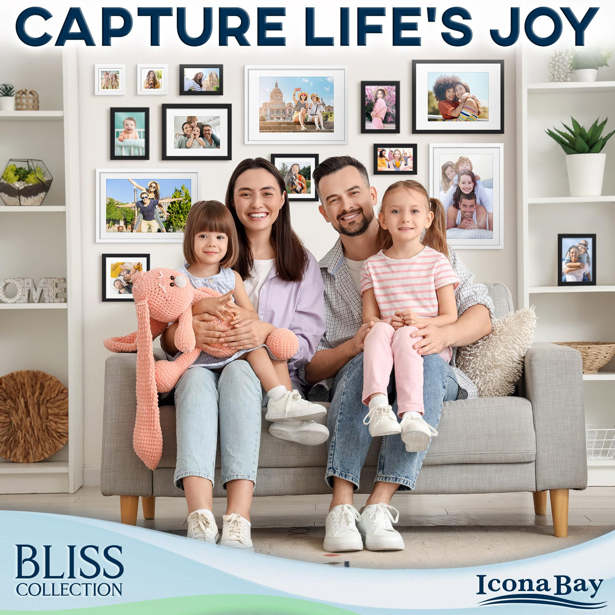 Icona Bay - 8x10 Picture Frames with Removable Mat for 5x7 Photos - Black, 5 Pack - Modern Style Engineered Wood Frames - Table Top or Wall Mount - Bliss Collection