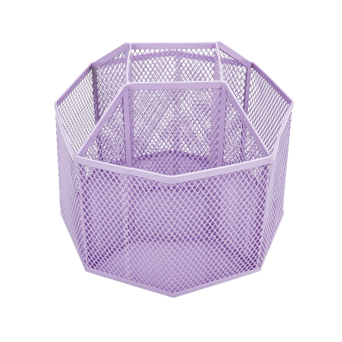 Annova Mesh Desk Organizer Rotate with 5 Compartments Spinning Tidy Candy/Pen Holder Office, Art Supply, Storage, Classroom, Home (Light Purple)