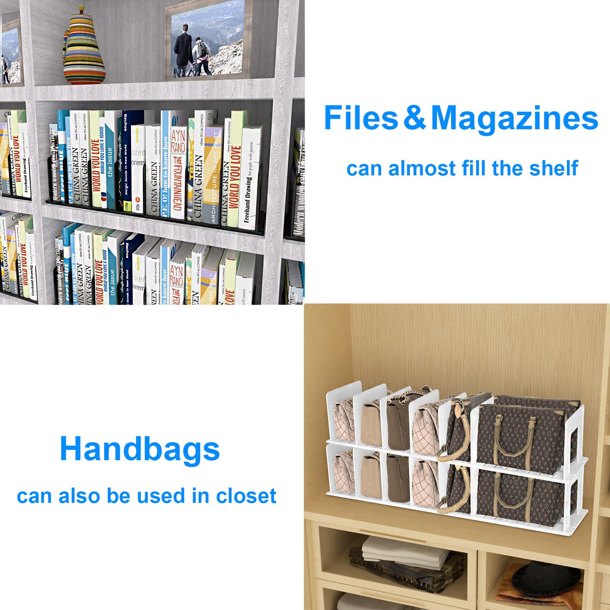 LuluEasy Adjustable Vertical File Sorter Sturdy Plastic Expandable Upright File Holder, Desktop Binder Organizer, School Office File Organizer Bookshelf Divider, Assemble Easily Endlessly, Black