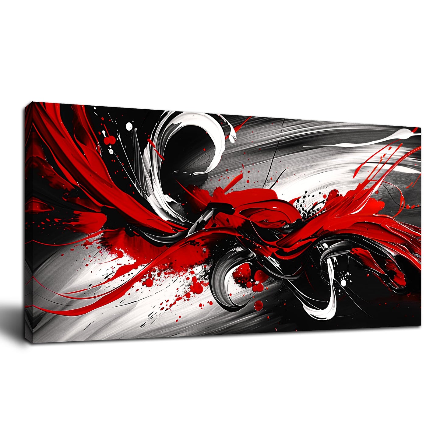 Black and White Red Large Canvas Wall Art for Living Room Framed Print Picture Painting Bedroom Office Wall Decor Modern Room Abstract Wall Decorations Artwork Size 20x40 Ready to Hang