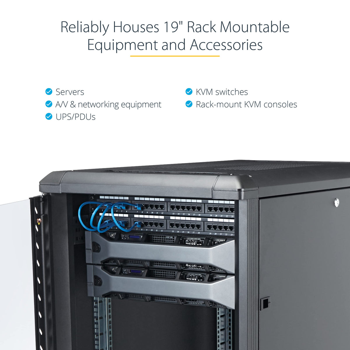 StarTech 15U Enterprise-Grade Server Rack Cabinet, 19in Enclosed 4-Post Rack with 33in (83cm) Mounting Depth and 1764lb (800kg) Weight Capacity