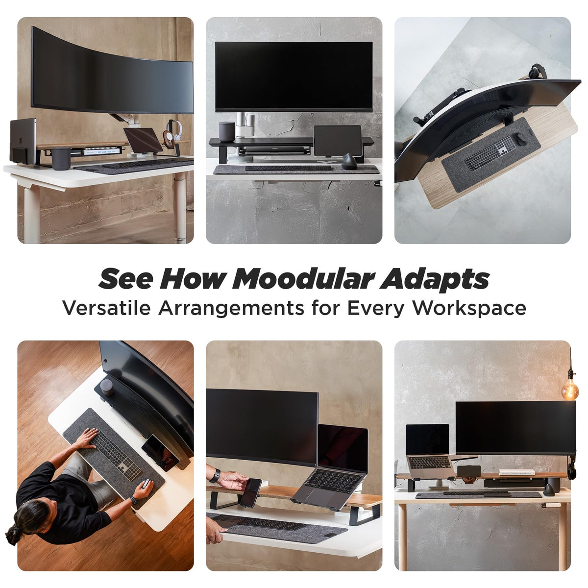 ULTRARM Moodular Add-ons Storage Tray [Accessory Only - Requires Moodular Wooden Monitor Stand Slide Rails for Use] Black MSA-TR