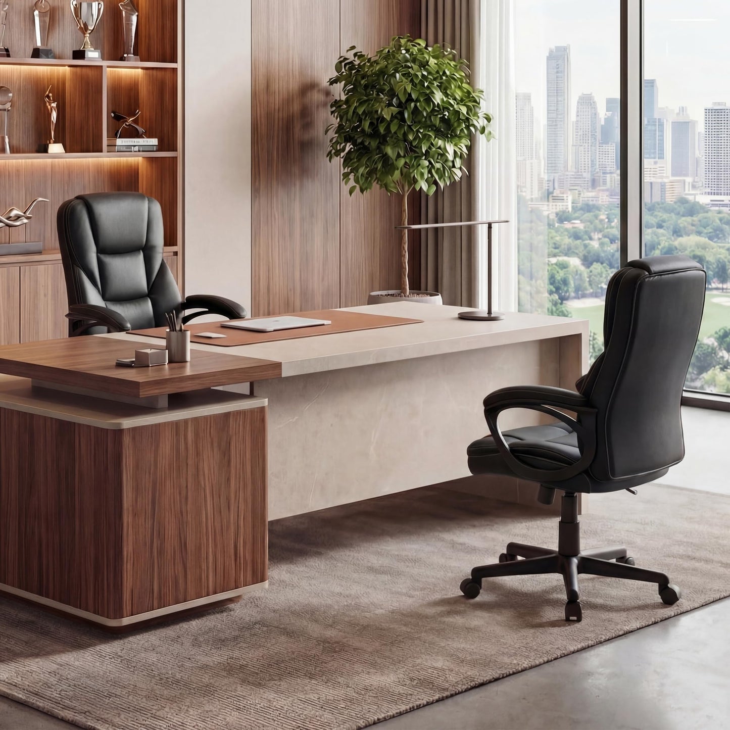 Furmax Office Executive Chair High Back Adjustable Managerial Home Desk Chair, Swivel Computer PU Leather Chair with Lumbar Support