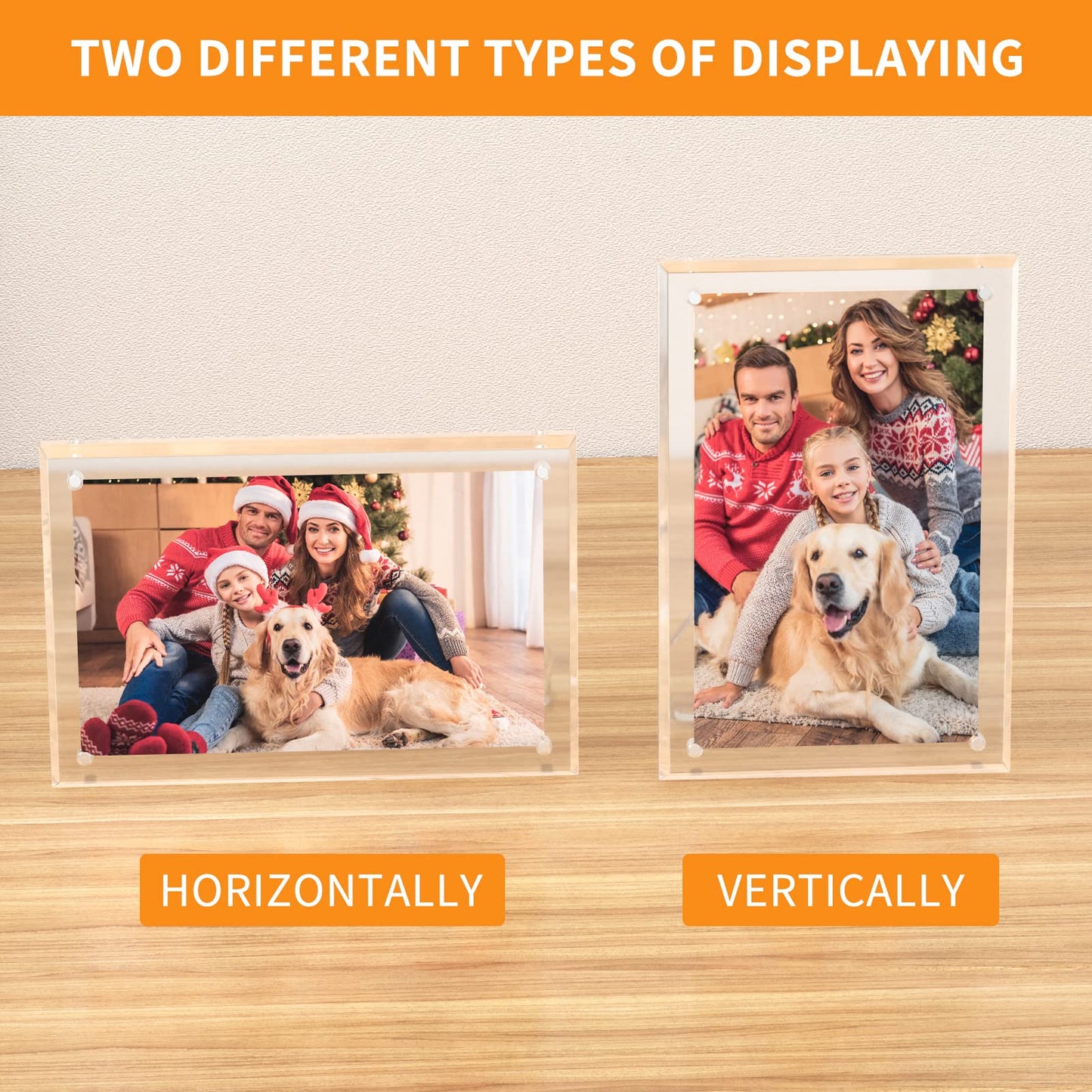 NIUBEE 8.5 by 11 Acrylic Picture Frame,Clear Document Certificate Frames with Magnets for Marriage Graduation, 2 Pack