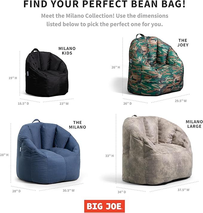 Big Joe Milano Bean Bag Chair for Kids, Ultra-Soft Mauve Plushie Polyester Blend