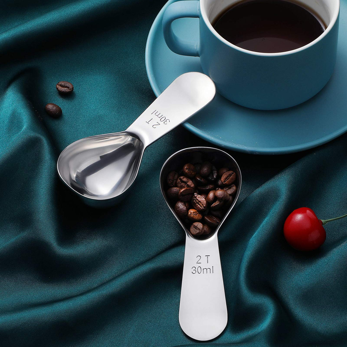Patelai 3 Pieces Coffee Scoop Tablespoon Measuring Spoons Stainless Steel Coffee Scoops Short Handle Tablespoon for Tea Sugar Kitchen Gifts(30 ml,Silver)