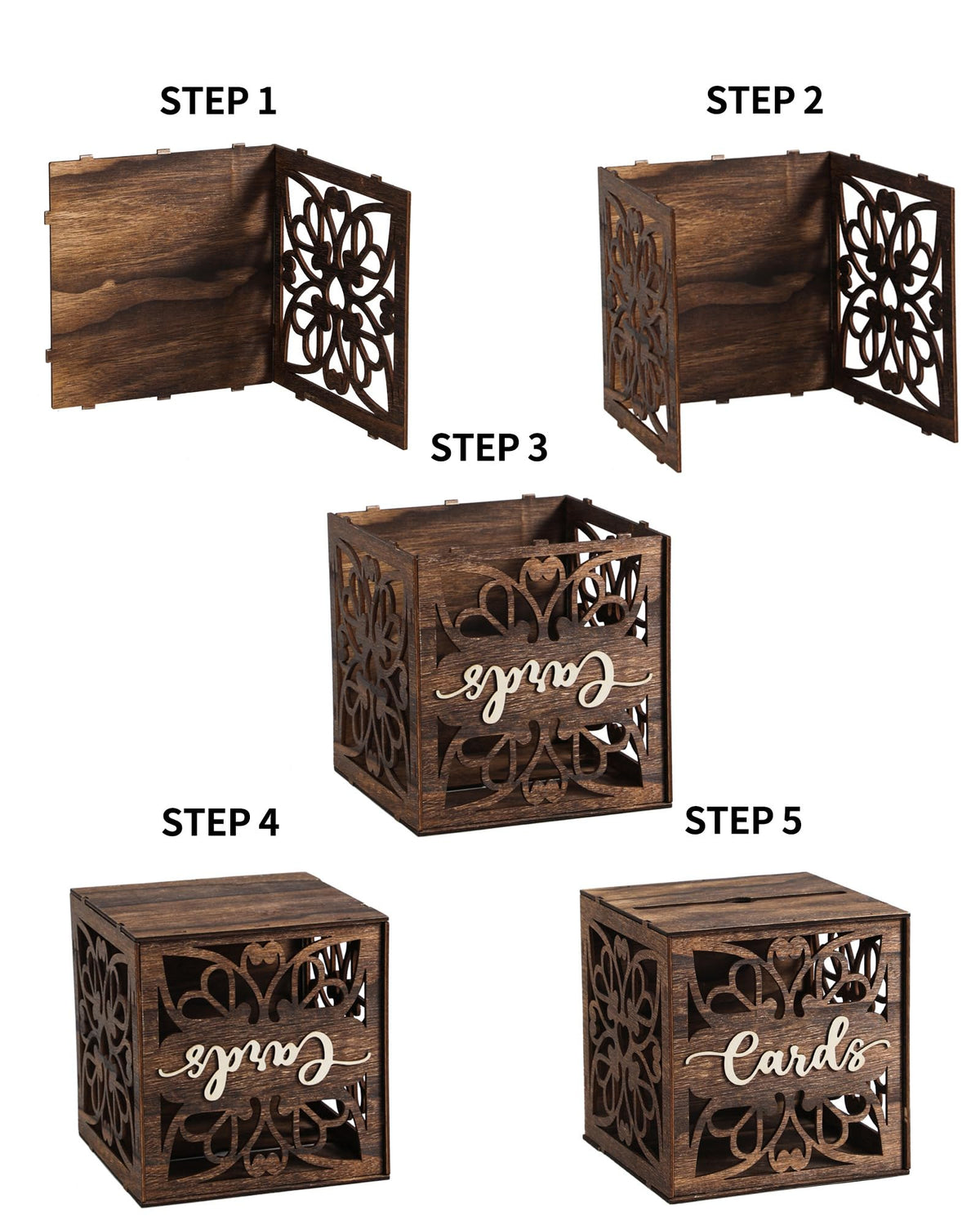 Xhqsulsclac Wedding Card Box with Lid, Wood Gift Card Box for Wedding Reception, Rustic Envelope Money Box for Wedding Party Birthday Bridal Shower Baby Shower Graduation Decorations (8.8x8.8x9.1 in)