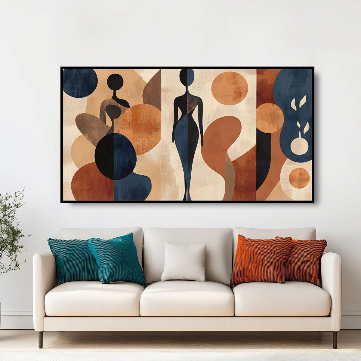 Large Wall Art for Living Room Bedroom Office Entryway, Blue Gold Abstract Modern Luxury Framed Crystal Porcelain Wall Decor, Waterproof Easy Clean Artwork for Home Hotel Restaurant Bar 24x48 Inch