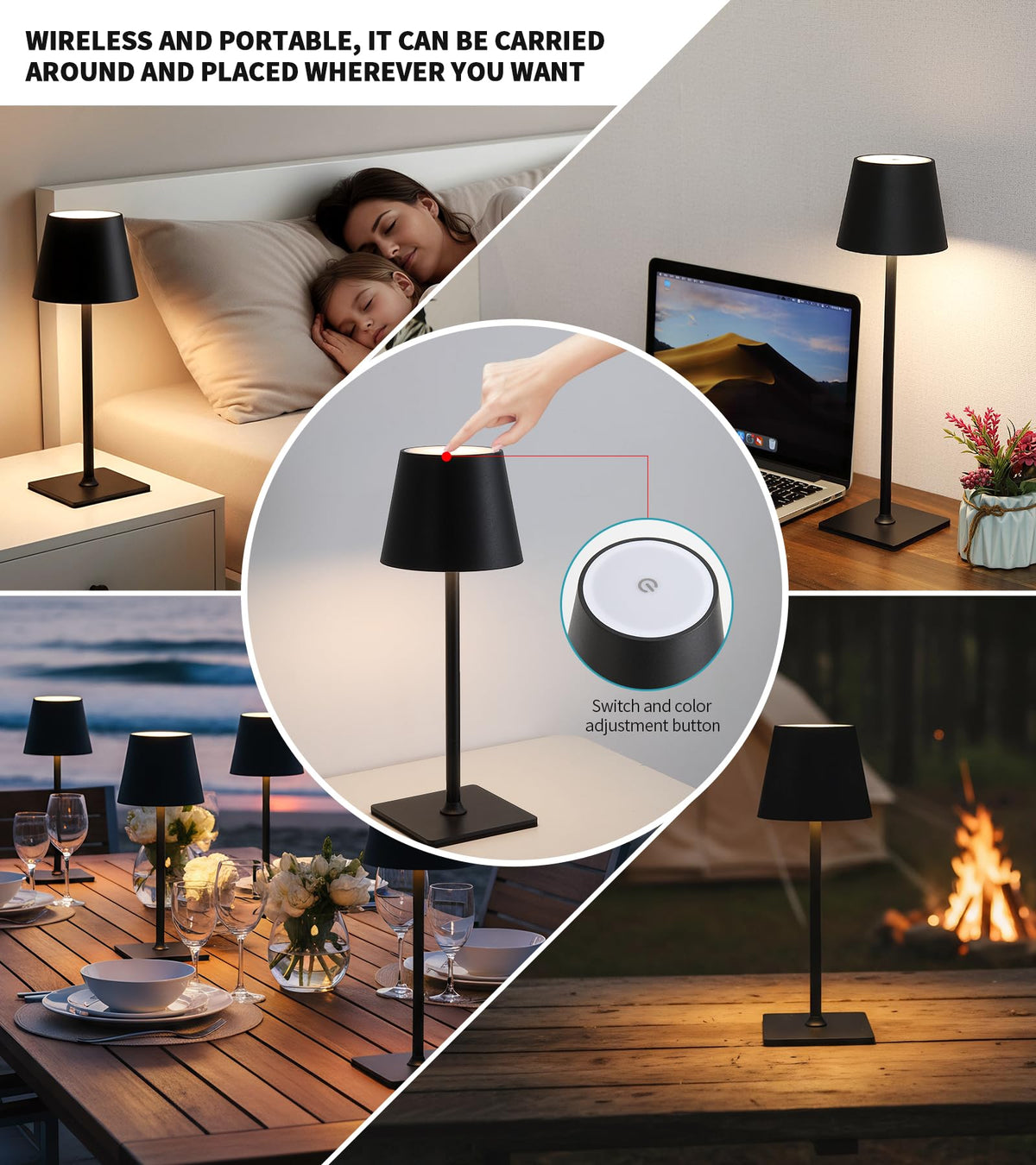 AIHYING 2026 Upgraded 2 Pack Cordless Rechargeable LED Table Lamp with Dimmer 5000mAh Battery Operated Portable Night Light Mother's Day Idea for Mom,Patio Balcony,Outdoor Bedroom
