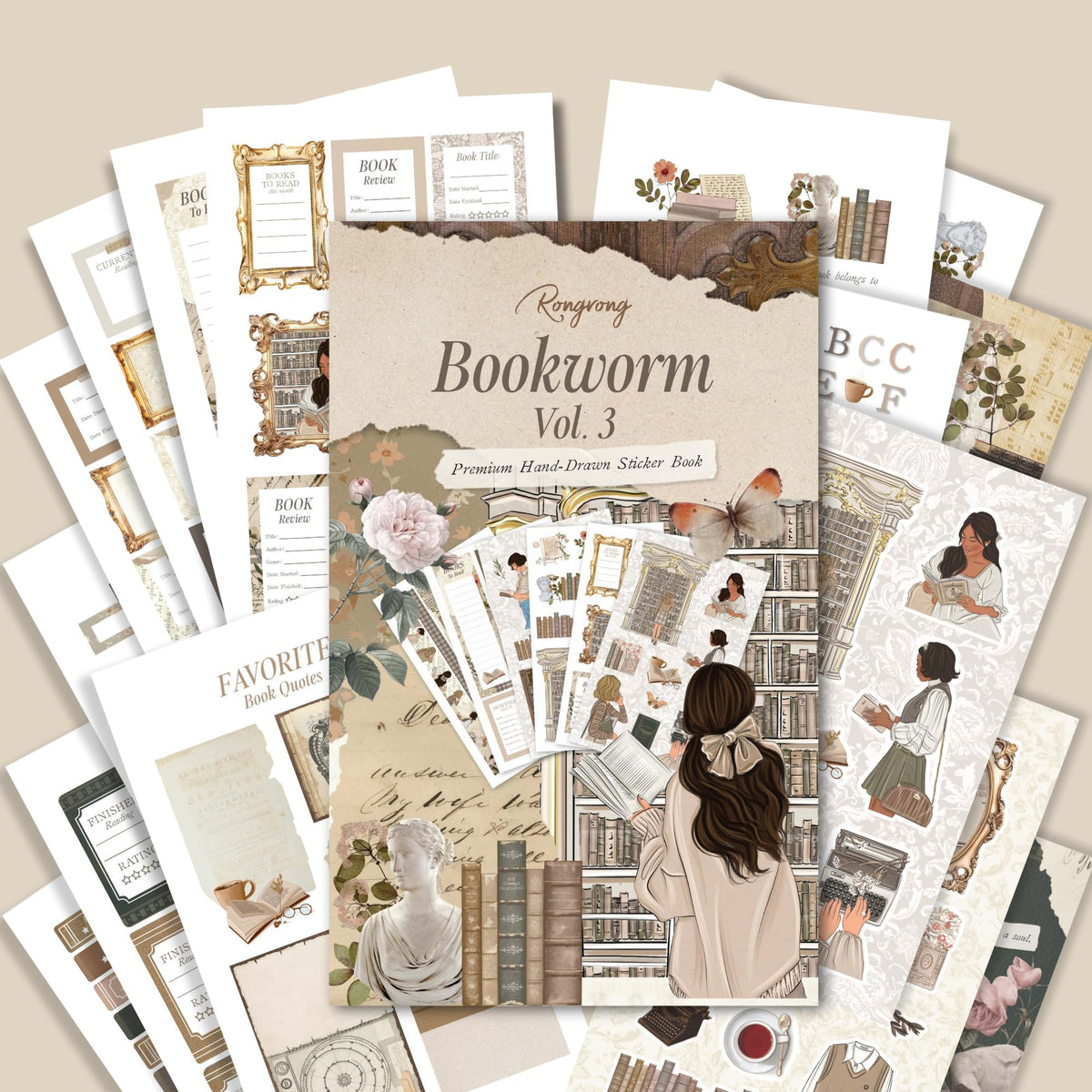 Rongrong Bookworm Planner Stickers Book Volume 3 Theme for Planners, Calendars, Journals – Perfect for Book Lovers – Scrapbook Accessories – 24 Pages