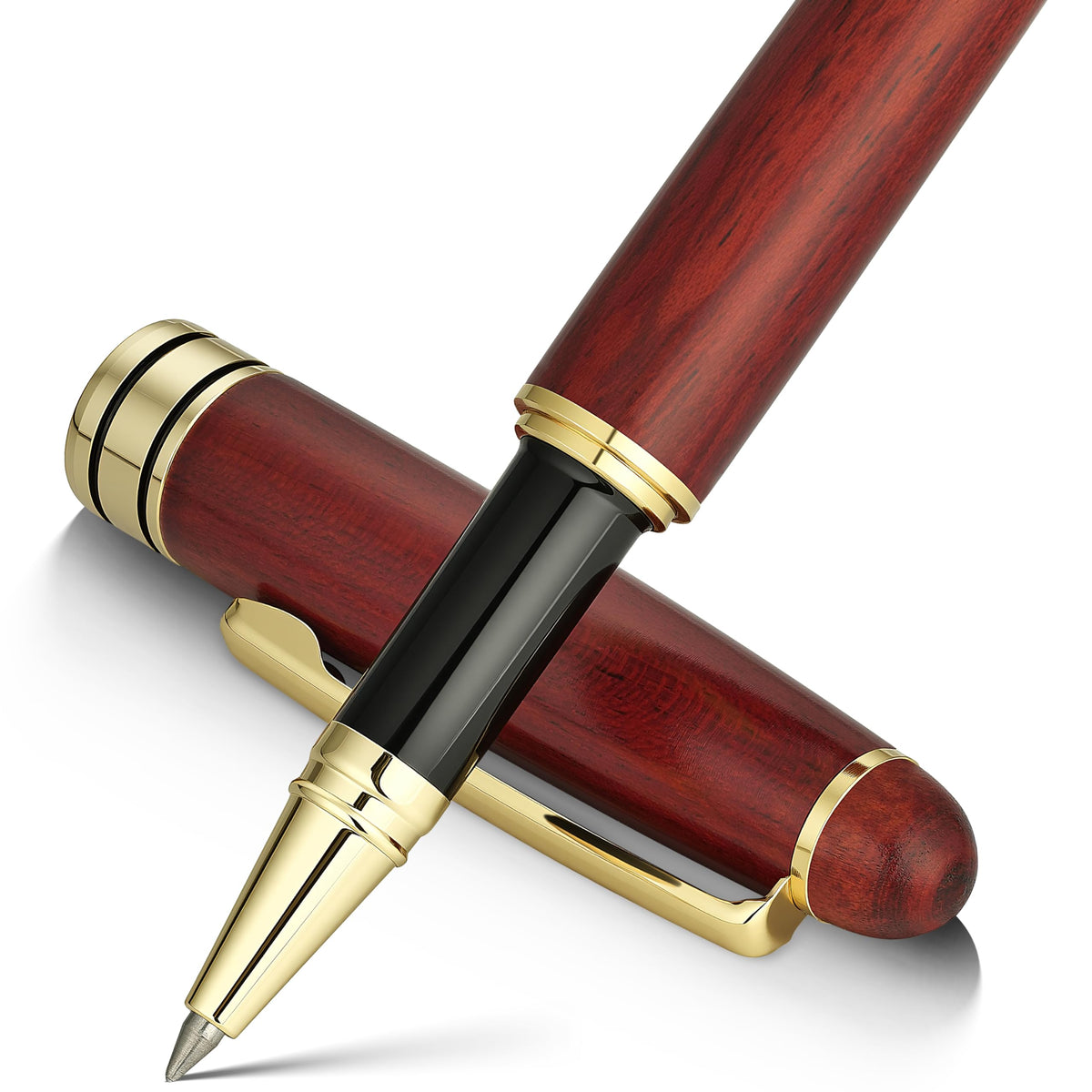 BEILUNER Luxury Wood Ballpoint Pen Writing Set,Rosewood-Elegant Fancy Nice Gift Pen Set for Signature Executive Business Office Fancy Nice Supplies - Christmas Gift Boxed with Extra Refills (Black)