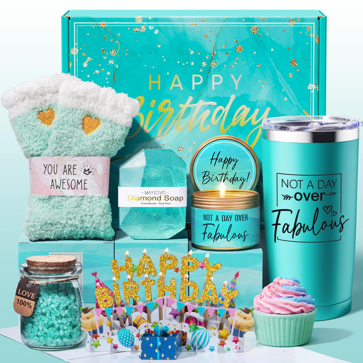 Birthday Gifts for Women Friendship, Ocean Relaxing Spa Gifts Basket Set for Women, Self Care Gifts Unique Happy Birthday Gift Idea for Mom Her Best Friends Sister Wife Girlfriend Coworker Teacher